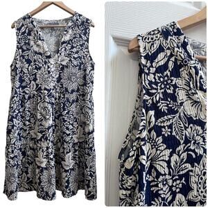 Elliot Lauren Semi Sheer Floral V Neck Gauzy Tier Pocket Dress Large Lightweight